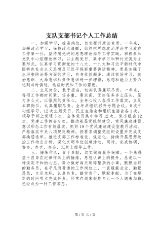 支队支部书记个人工作总结