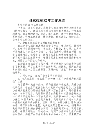 县农技站XX年工作总结
