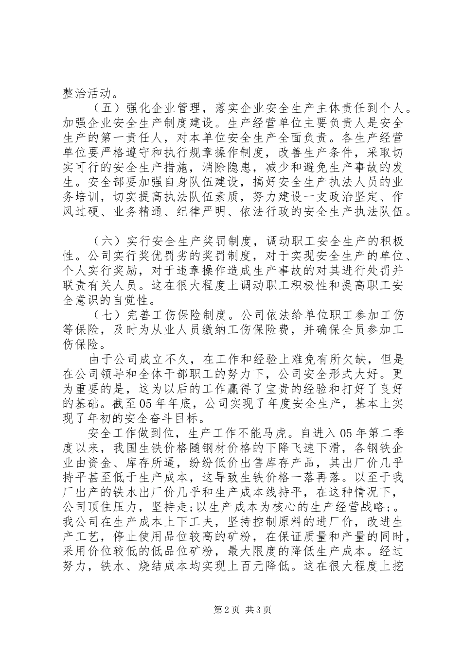 公司安全生产经营工作总结_第2页