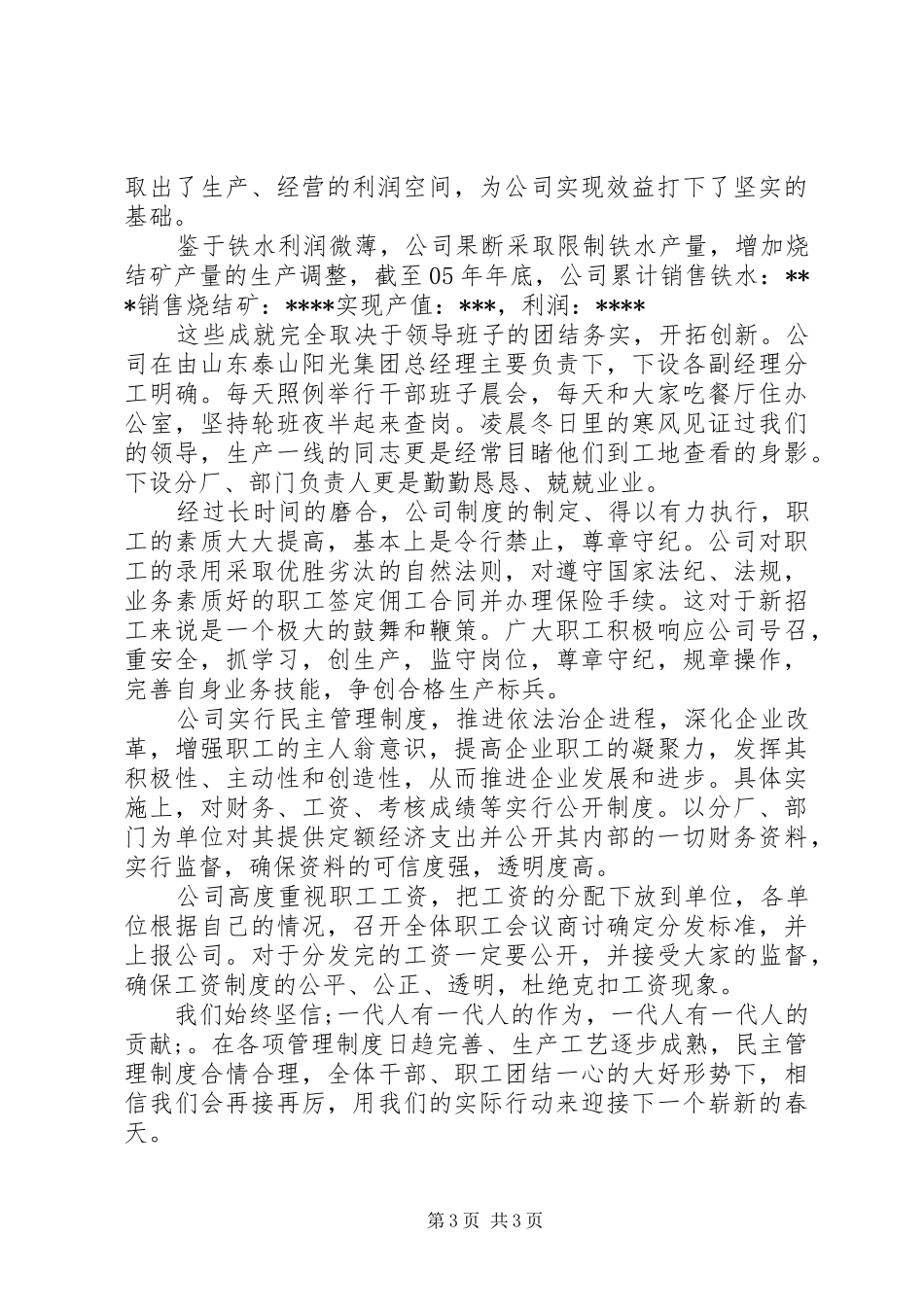 公司安全生产经营工作总结_第3页