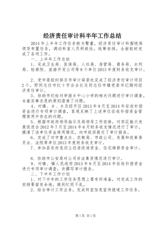 经济责任审计科半年工作总结