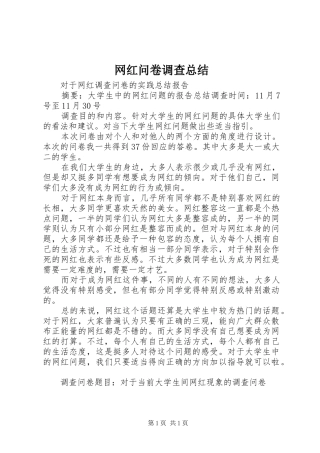 网红问卷调查总结