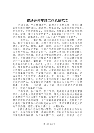 市场开拓年终工作总结范文