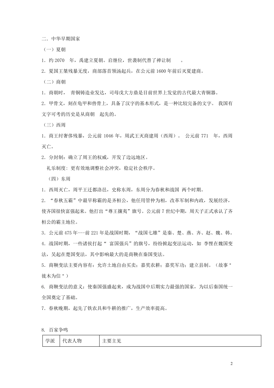 八年级历史与社会上册第一单元多元发展的早期文明总复习提纲新人教版_第2页