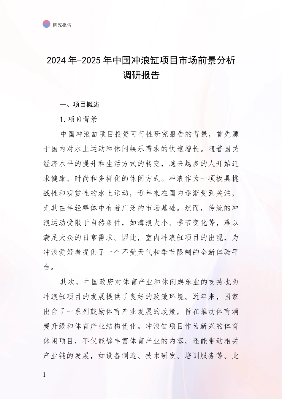 2024年-2025年中国冲浪缸项目市场前景分析调研报告_第1页
