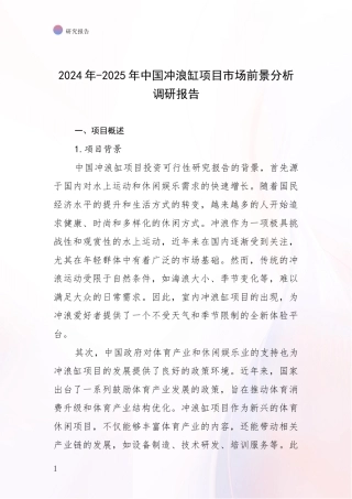 2024年-2025年中国冲浪缸项目市场前景分析调研报告