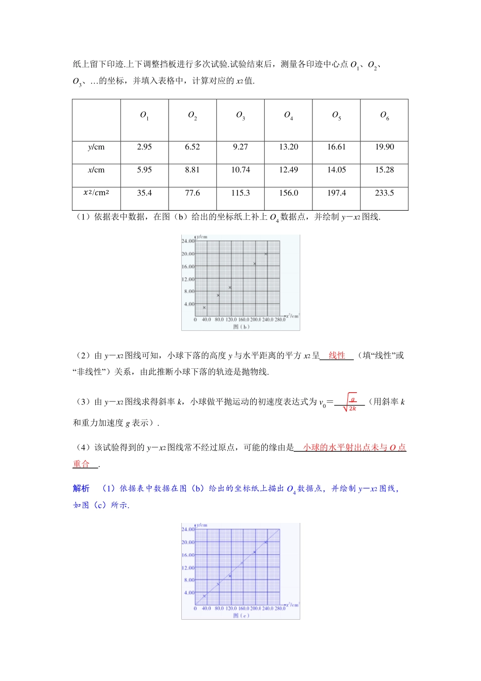 备考2025届高考物理一轮复习强化训练第四章曲线运动实验五探究平抛运动的特点_第2页