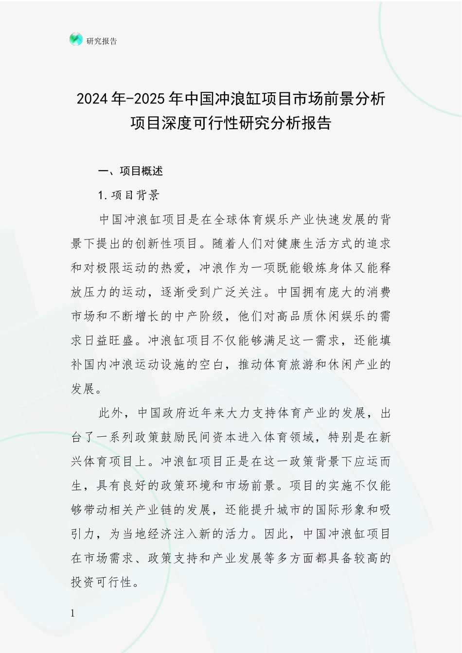 2024年-2025年中国冲浪缸项目市场前景分析项目深度可行性研究分析报告_第1页