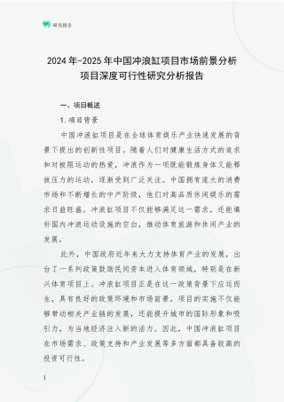 2024年-2025年中国冲浪缸项目市场前景分析项目深度可行性研究分析报告
