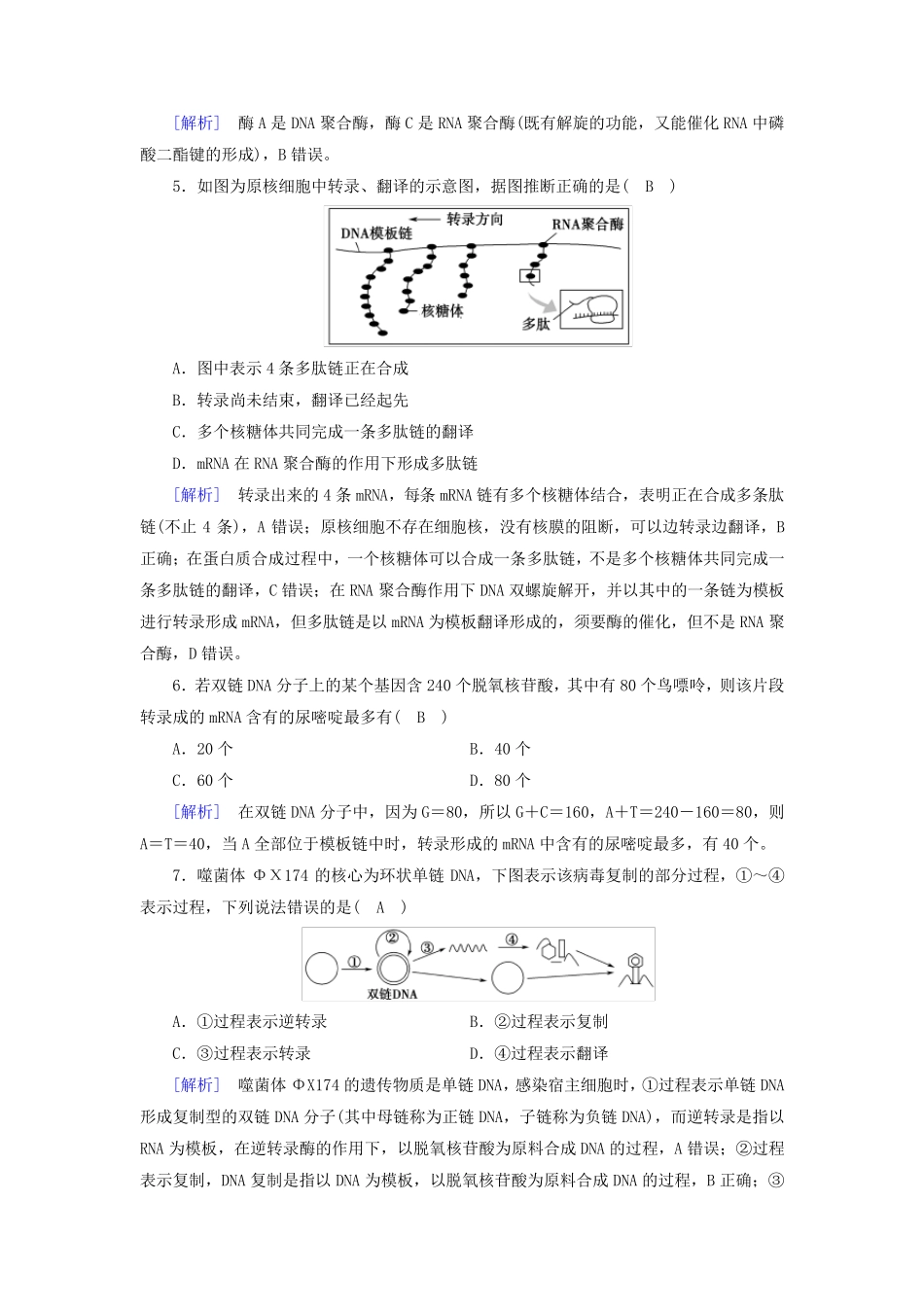 新教材2024年高中生物第4章基因的表达章末检测新人教版必修2_第2页