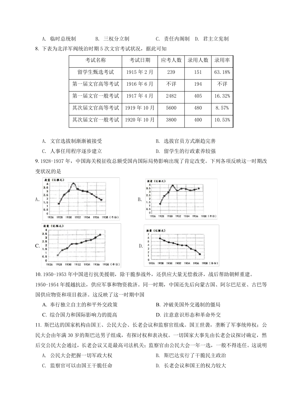 河北省保定2024_2025高二历史上学期9月份考试试题_第2页