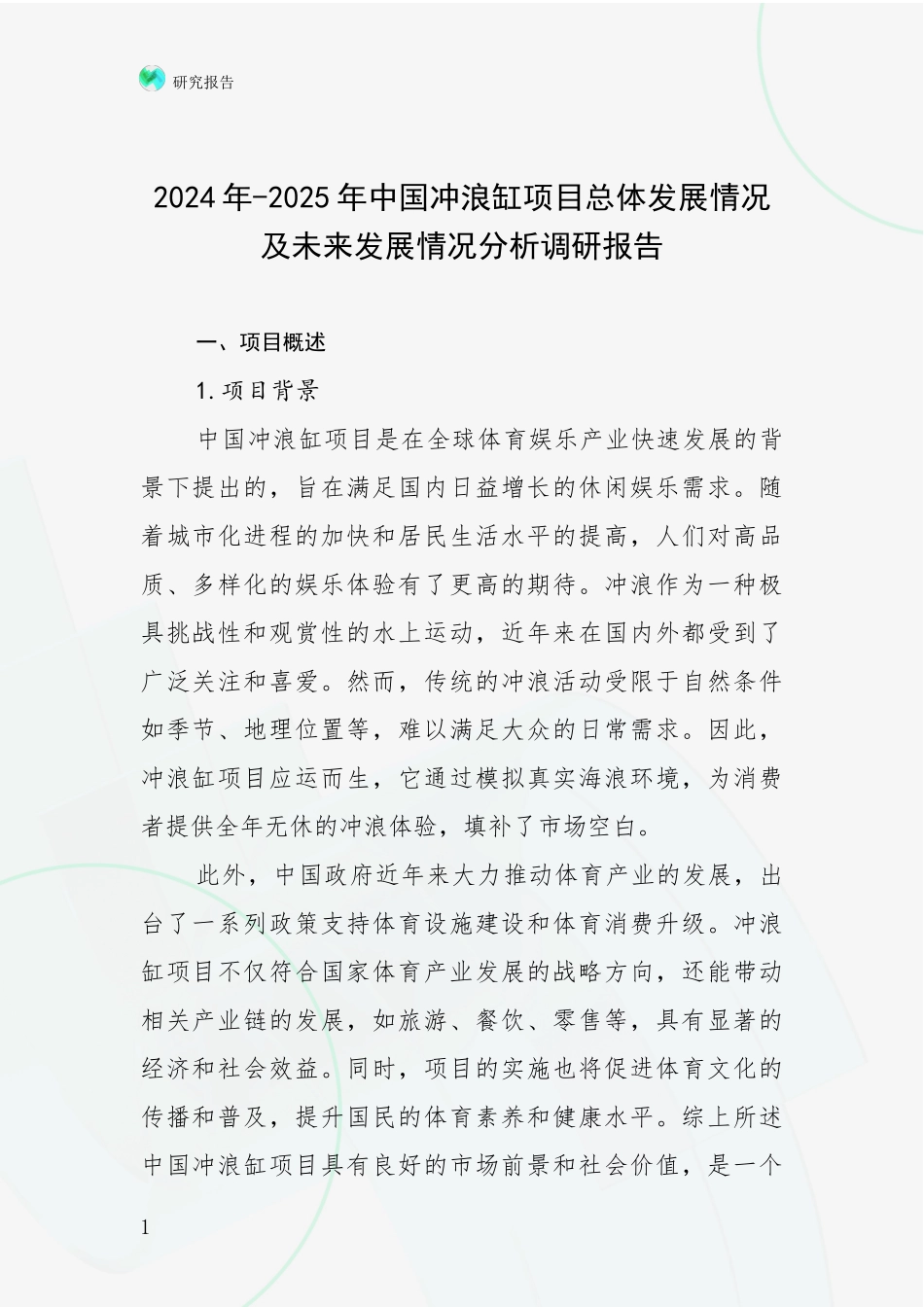 2024年-2025年中国冲浪缸项目总体发展情况及未来发展情况分析调研报告_第1页