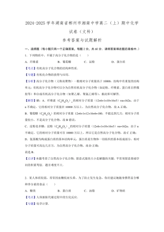 湖南省郴州市湘南中学2024-2025学年高二期中化学试卷