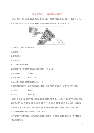 老高考旧教材适用2025版高考地理二轮复习专题6人口与城市核心考点练4城市化及其影响