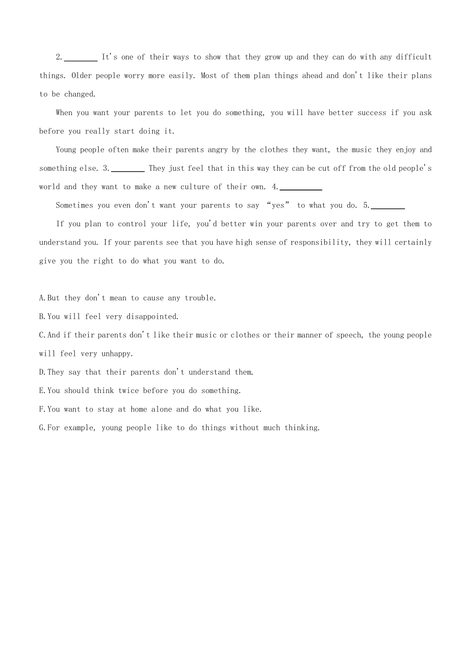 连云港专版2024中考英语复习方案第一篇教材考点梳理还原短文07保持愉快的方式+与父母相处试题_第2页