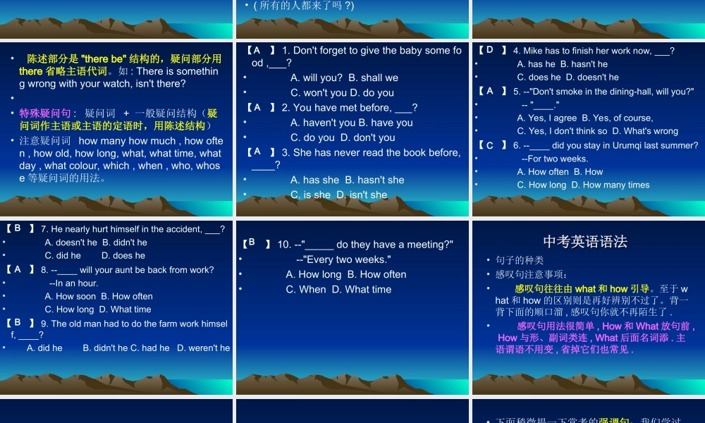 初三英语复习句子基本类型