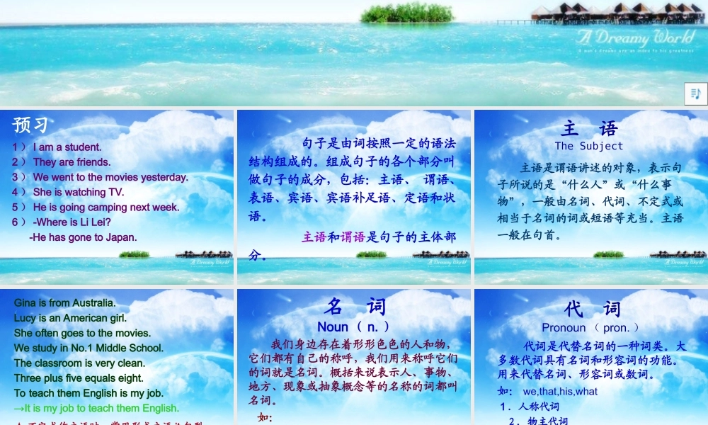 中考英语句子成分专题复习课件