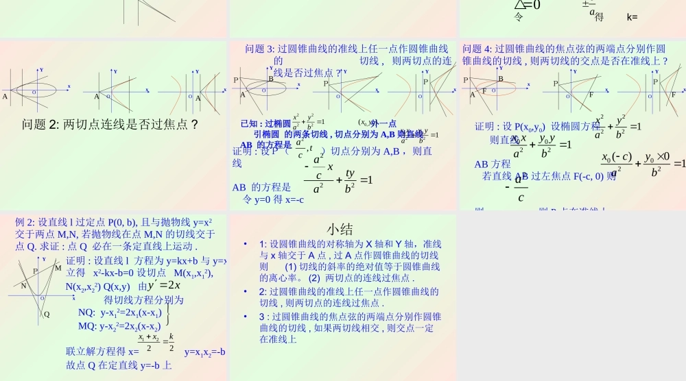 复习：圆锥曲线的切线