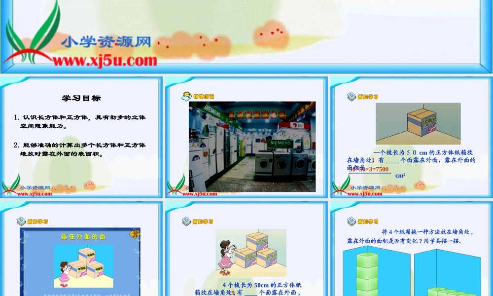 北师大版数学五年级下册《露在外面的面》课件