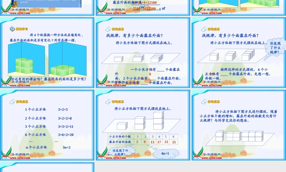 北师大版数学五年级下册《露在外面的面》课件