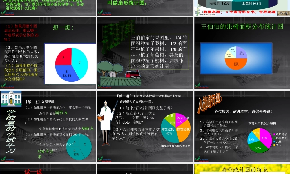 （北师大版）五年级数学下册课件扇形统计图1