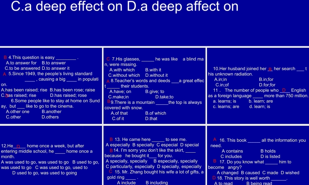 人教版高一英语必修二总复习选择题课件