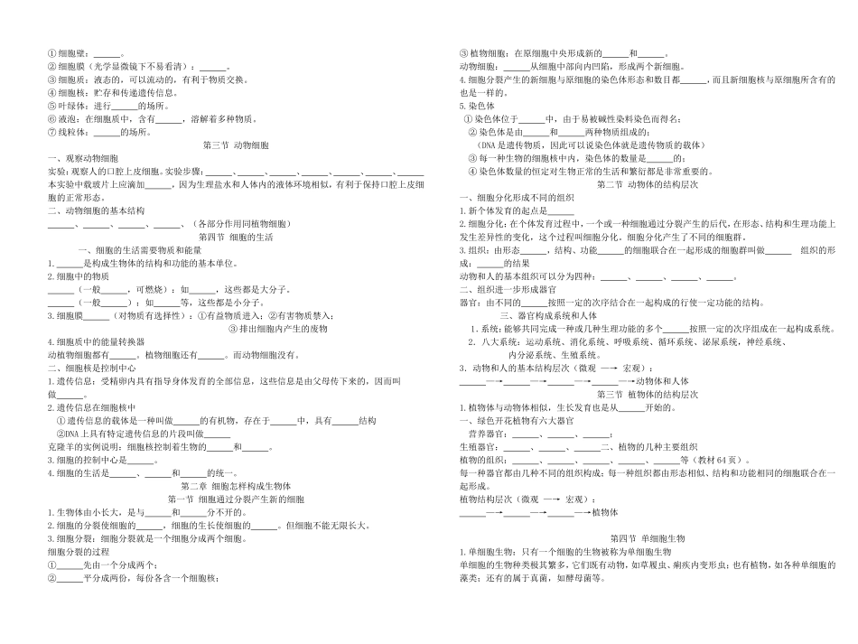 七年级上册生物背诵要点(打印）_第2页