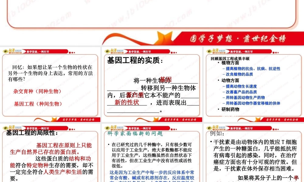 生物：13《蛋白质工程》课件（中图版选修3）