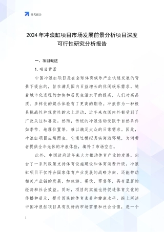 2024年冲浪缸项目市场发展前景分析项目深度可行性研究分析报告