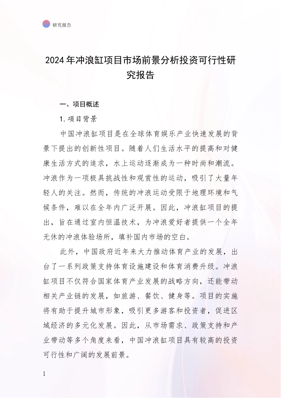 2024年冲浪缸项目市场前景分析投资可行性研究报告_第1页