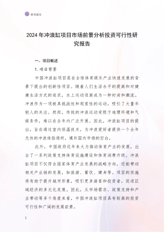 2024年冲浪缸项目市场前景分析投资可行性研究报告