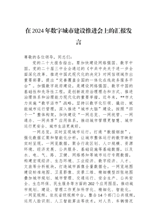 在2024年数字城市建设推进会上的汇报发言