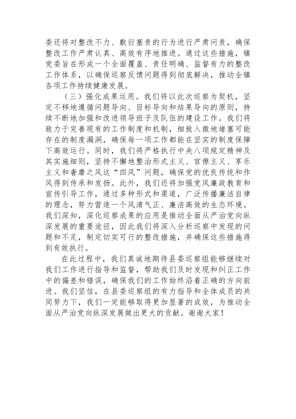 在2024年县对乡镇巡察反馈会议上的表态发言_第3页