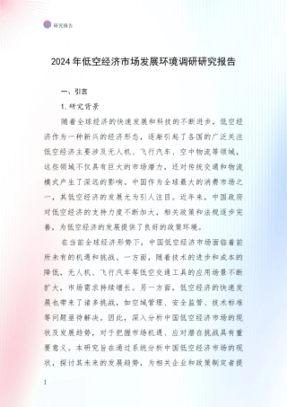 2024年低空经济市场发展环境调研研究报告