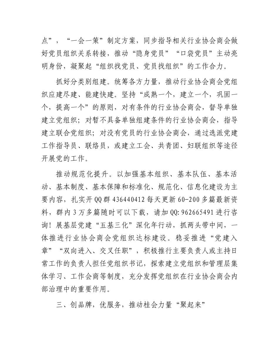 在2024年行业协会商会党建工作推进会上的汇报发言_第3页