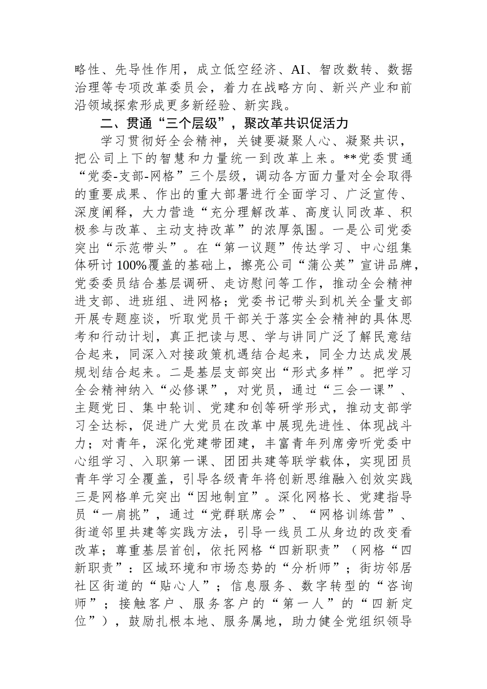 在2024年学习贯彻党的二十届三中全会精神座谈会上的汇报发言_第2页