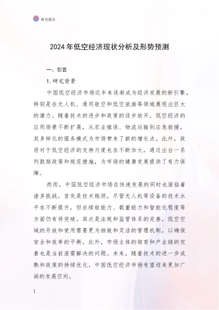 2024年低空经济现状分析及形势预测