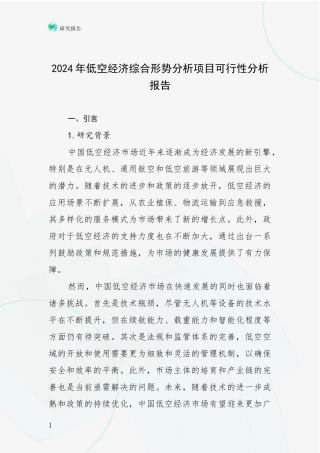 2024年低空经济综合形势分析项目可行性分析报告