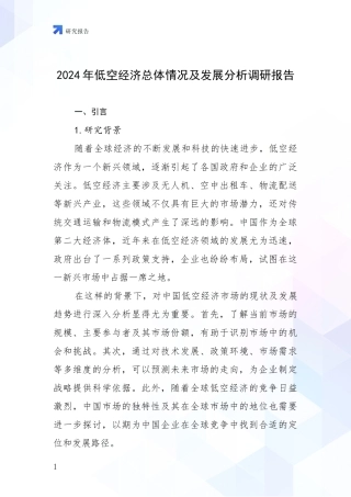 2024年低空经济总体情况及发展分析调研报告