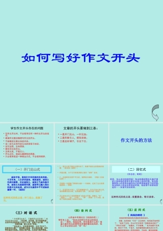 如何写好作文开头初中语文课件