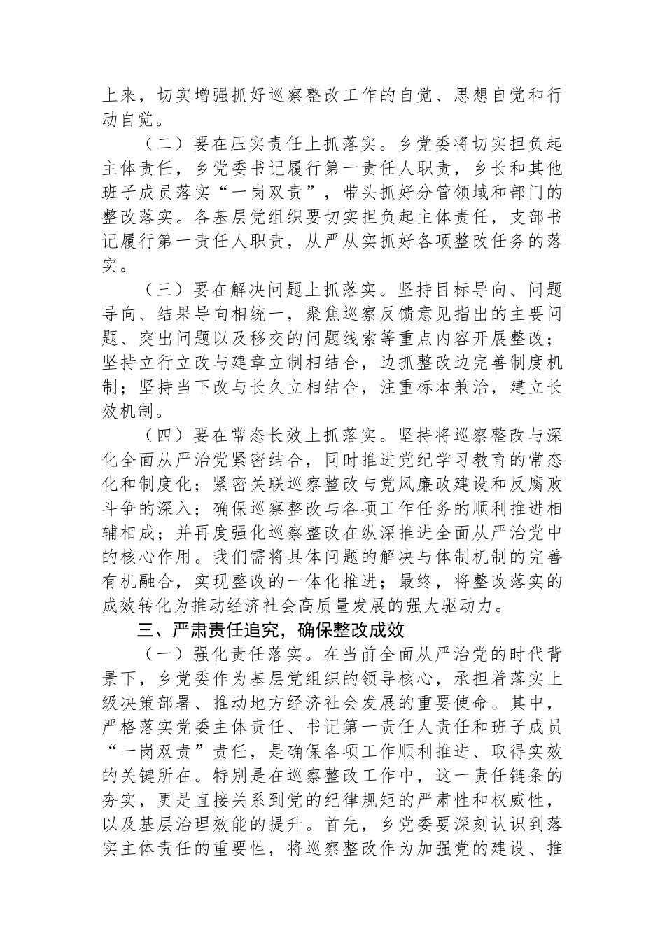 在乡镇2024年巡察整改反馈意见会议上的发言_第2页