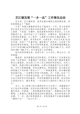 芷江镇发展“一乡一品”工作情况总结_1