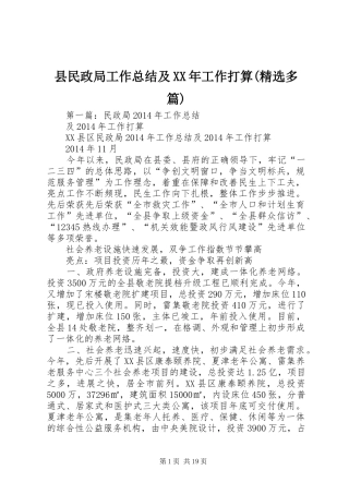 县民政局工作总结及XX年工作打算(精选多篇)