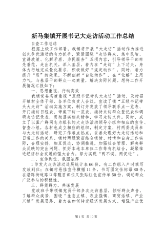 新马集镇开展书记大走访活动工作总结