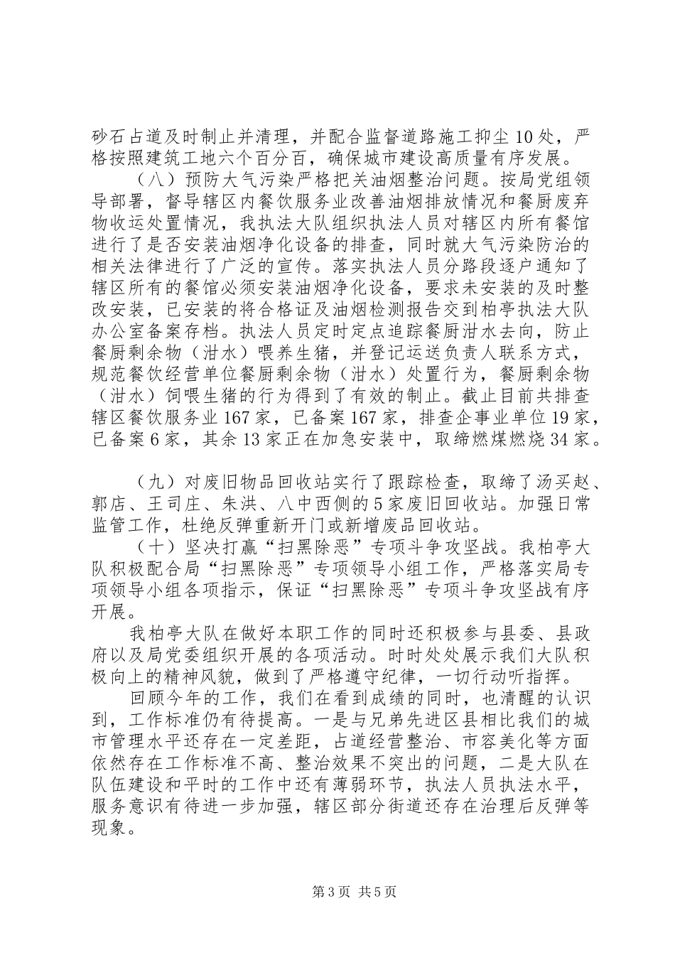 城市管理执法大队工作总结及XX年工作谋划_第3页