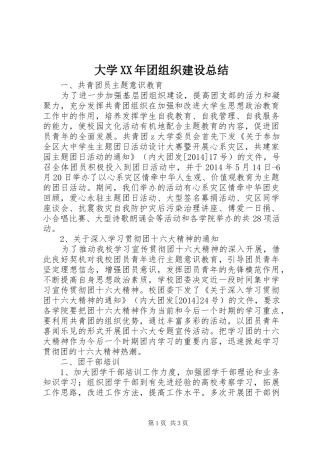 大学XX年团组织建设总结