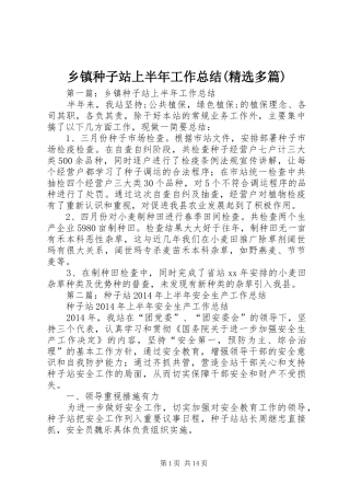 乡镇种子站上半年工作总结(精选多篇)