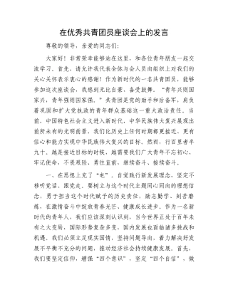 在优秀共青团员座谈会上的发言