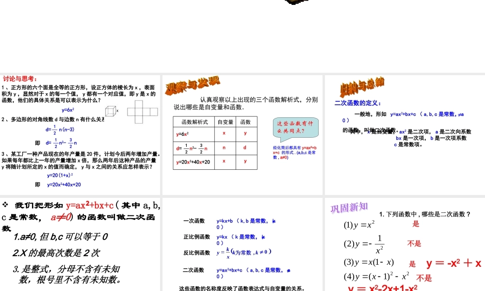 二次函数(第一课时)