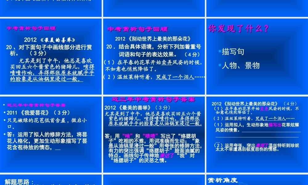 散文阅读之赏析句子10